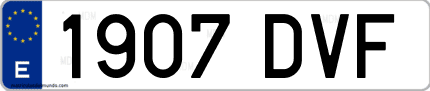 Ejemplo de matrícula de coche ordinaria 1907 DVF