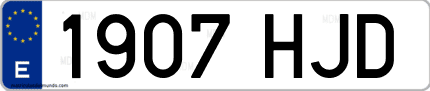 Ejemplo de matrícula de coche ordinaria 1907 HJD