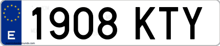 Ejemplo de matrícula de coche ordinaria 1908 KTY