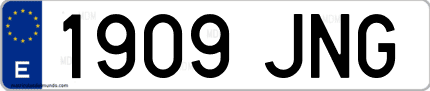 Ejemplo de matrícula de coche ordinaria 1909 JNG