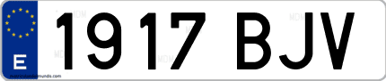 Ejemplo de matrícula de coche ordinaria 1917 BJV
