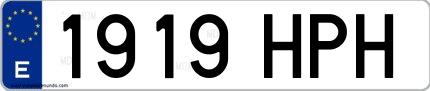 Ejemplo de matrícula de coche ordinaria 1919 HPH
