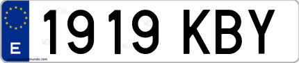 Ejemplo de matrícula de coche ordinaria 1919 KBY