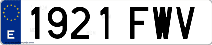 Ejemplo de matrícula de coche ordinaria 1921 FWV
