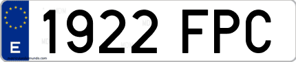Ejemplo de matrícula de coche ordinaria 1922 FPC