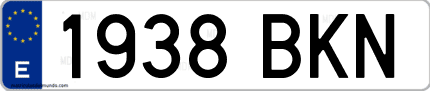 Ejemplo de matrícula de coche ordinaria 1938 BKN