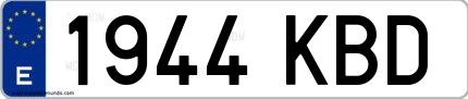 Ejemplo de matrícula española 1944 KBD