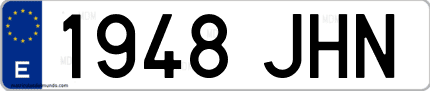 Ejemplo de matrícula de coche ordinaria 1948 JHN