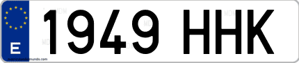 Ejemplo de matrícula de coche ordinaria 1949 HHK