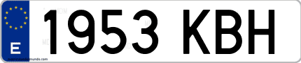 Ejemplo de matrícula de coche ordinaria 1953 KBH