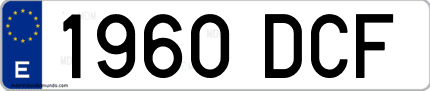 Ejemplo de matrícula de coche ordinaria 1960 DCF