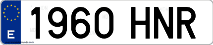 Ejemplo de matrícula de coche ordinaria 1960 HNR
