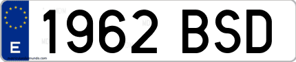 Ejemplo de matrícula de coche ordinaria 1962 BSD