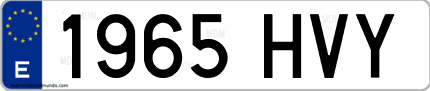 Ejemplo de matrícula de coche ordinaria 1965 HVY