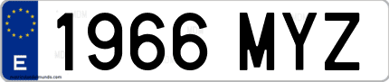 Ejemplo de matrícula de coche ordinaria 1966 MYZ