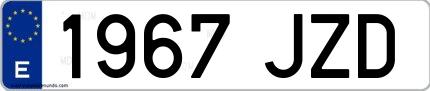 Ejemplo de matrícula de coche ordinaria 1967 JZD