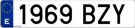 Ejemplo de matrícula de coche ordinaria 1969 BZY