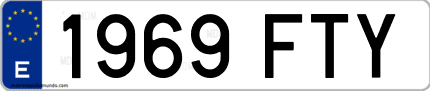 Ejemplo de matrícula de coche ordinaria 1969 FTY