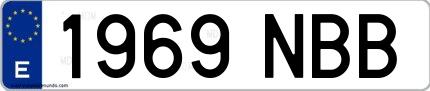 Ejemplo de matrícula de coche ordinaria 1969 NBB
