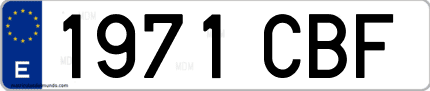 Ejemplo de matrícula de coche ordinaria 1971 CBF