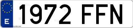 Ejemplo de matrícula de coche ordinaria 1972 FFN