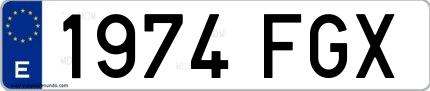 Ejemplo de matrícula española 1974 FGX