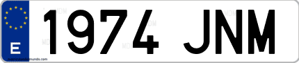 Ejemplo de matrícula de coche ordinaria 1974 JNM