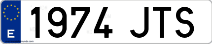 Ejemplo de matrícula de coche ordinaria 1974 JTS