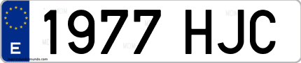 Ejemplo de matrícula de coche ordinaria 1977 HJC