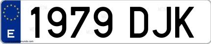 Ejemplo de matrícula de coche ordinaria 1979 DJK