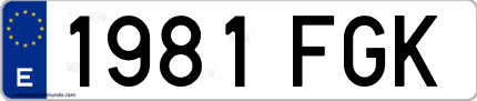 Ejemplo de matrícula de coche ordinaria 1981 FGK