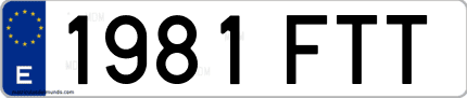 Ejemplo de matrícula de coche ordinaria 1981 FTT