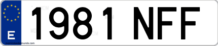 Ejemplo de matrícula de coche ordinaria 1981 NFF