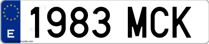 Ejemplo de matrícula de coche ordinaria 1983 MCK