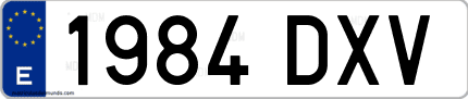 Ejemplo de matrícula de coche ordinaria 1984 DXV