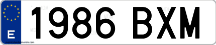 Ejemplo de matrícula de coche ordinaria 1986 BXM