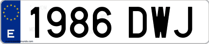Ejemplo de matrícula de coche ordinaria 1986 DWJ