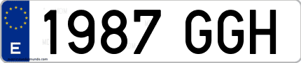Ejemplo de matrícula de coche ordinaria 1987 GGH