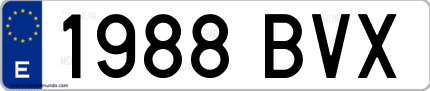 Ejemplo de matrícula de coche ordinaria 1988 BVX
