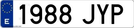 Ejemplo de matrícula de coche ordinaria 1988 JYP