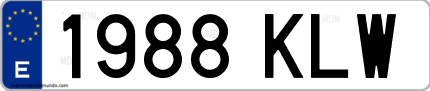 Ejemplo de matrícula de coche ordinaria 1988 KLW