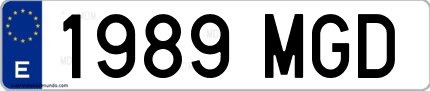 Ejemplo de matrícula de coche ordinaria 1989 MGD