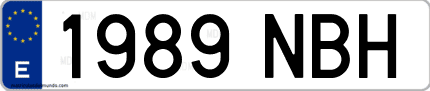 Ejemplo de matrícula de coche ordinaria 1989 NBH