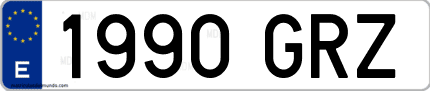 Ejemplo de matrícula de coche ordinaria 1990 GRZ