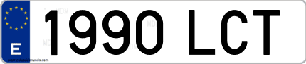Ejemplo de matrícula de coche ordinaria 1990 LCT