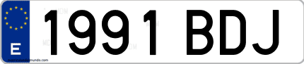 Ejemplo de matrícula de coche ordinaria 1991 BDJ