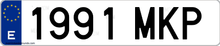 Ejemplo de matrícula de coche ordinaria 1991 MKP