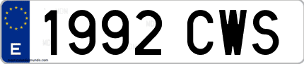 Ejemplo de matrícula de coche ordinaria 1992 CWS