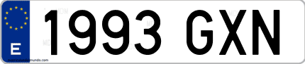 Ejemplo de matrícula de coche ordinaria 1993 GXN