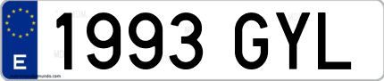 Ejemplo de matrícula de coche ordinaria 1993 GYL
